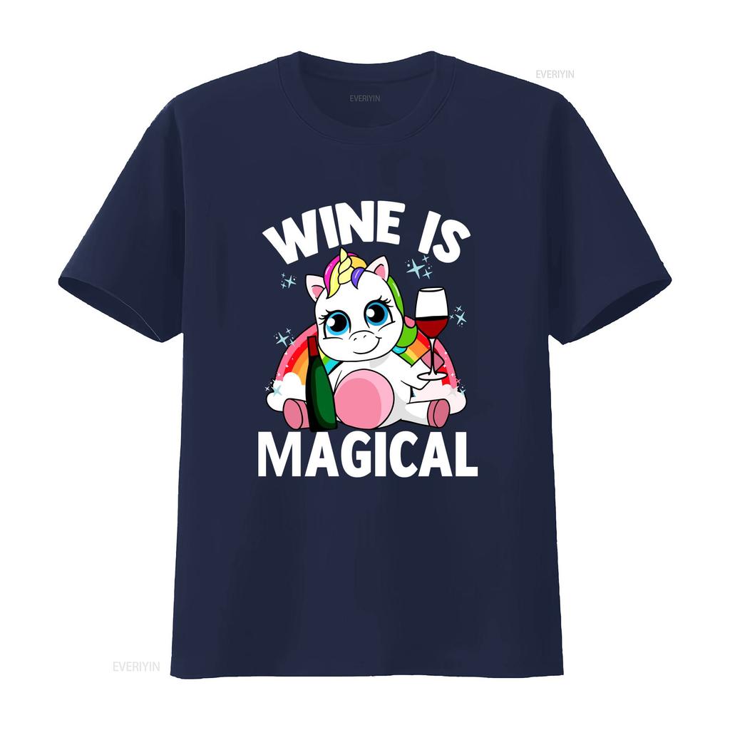 Wine Party T Shirt Drinking Lover Is Magical  Vintage Washed Breathable Slightly Stretched Casual Fashion Homme Streetwear