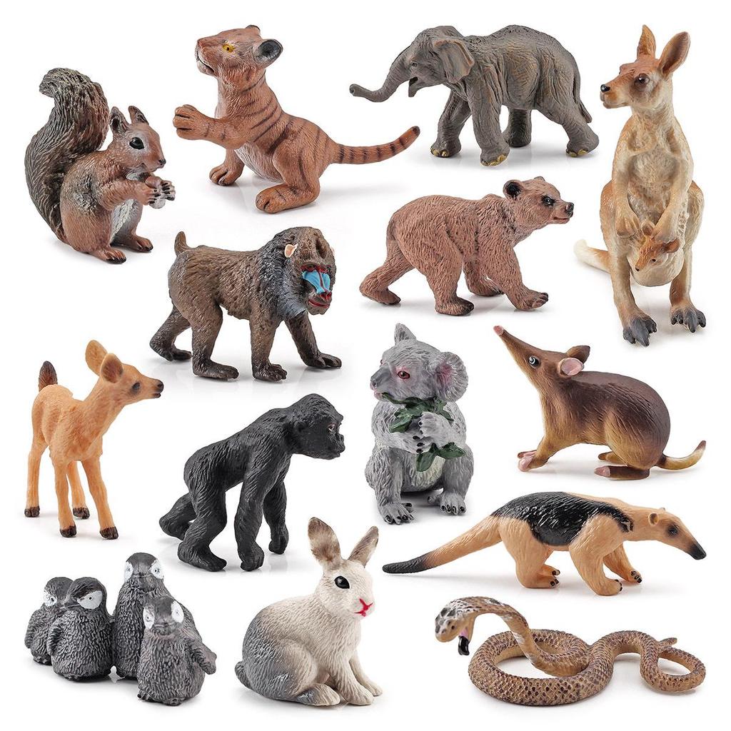 "Wildlife Animal Model Set: Squirrel, White-tailed Deer, Anteater, Aardvark, Penguin, Gorilla"