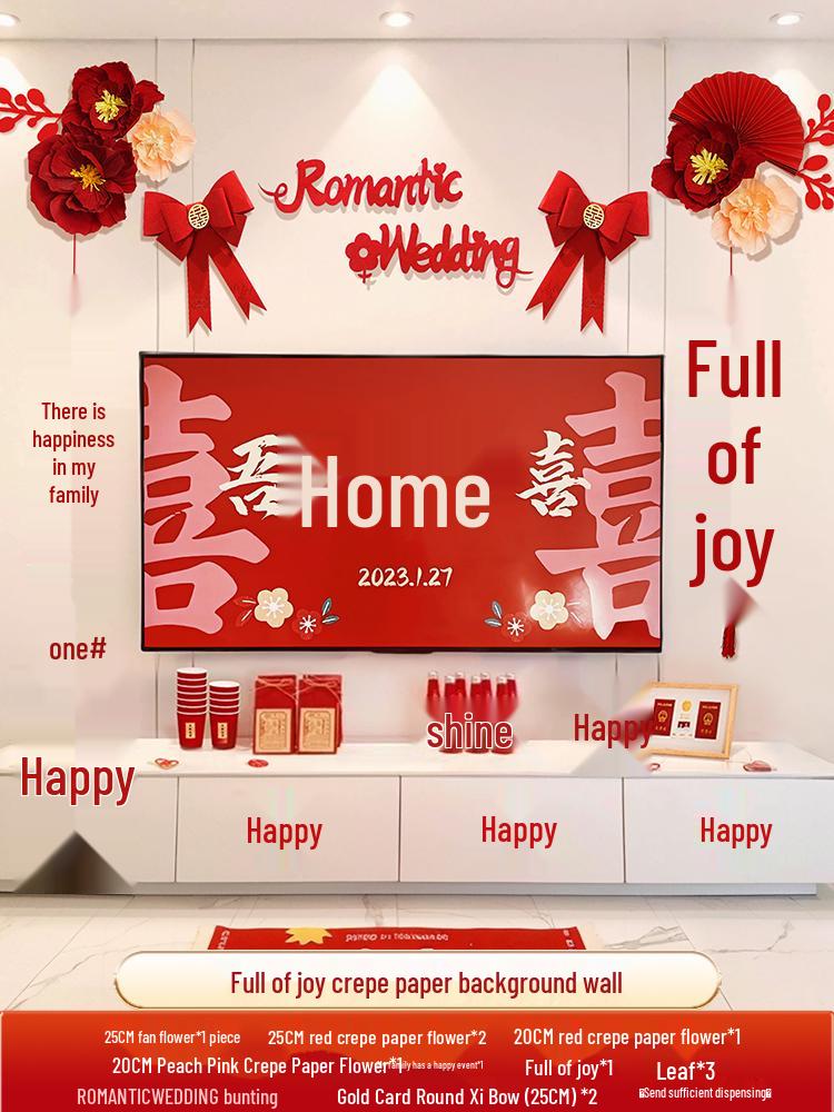 Wedding Decoration Set for Groom's New Home: Living Room TV Wall & Flower Decor
