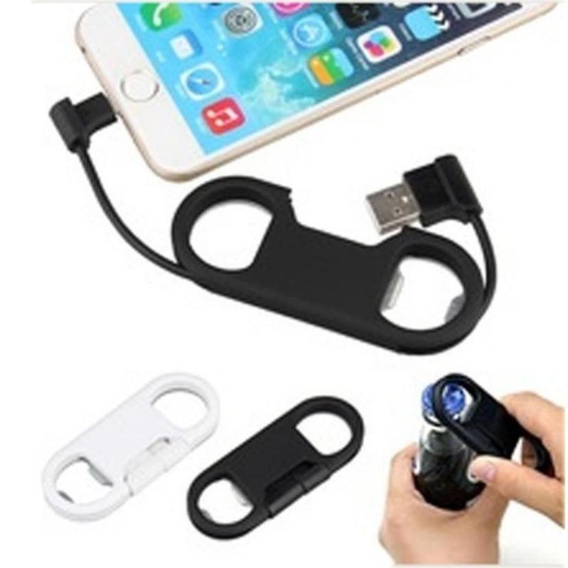1 Pcs 3 In 1 USB Cable Keychain Charging Cables Beer Bottle Opener for Android IPhone Charger