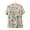 Chinese Style Plus Size Short Sleeve Blouse for Middle-Aged Women