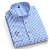 Thin Spring Summer 100% Cotton Shirts for Men Long Sleeve Checkered Dress Shirt Mens Blue Green  Men Clothing  Button Up Shirt
