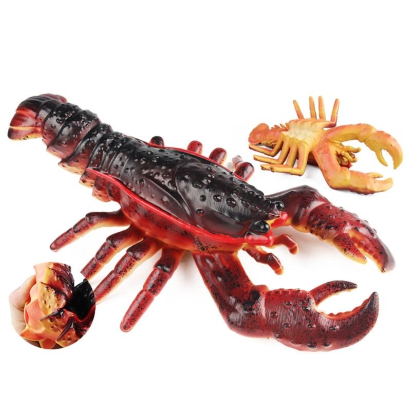 Colorful Sea Creature Sculpture Artificial Lobster Figurine Seafood Figures Toy for Desk Display Sea Creature Sculpture