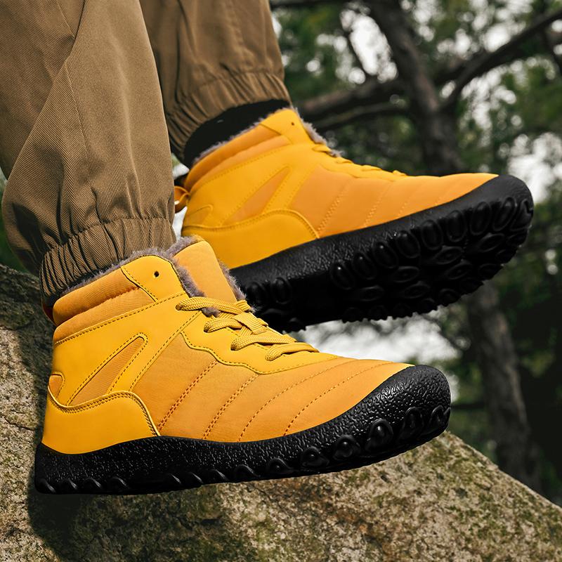 Winter Snow Boots Men Lace-up Anti-slip High Top Keep Warm Plush Ankle Boots Men Flat Soft Breathable Outdoor Hiking Shoes Men