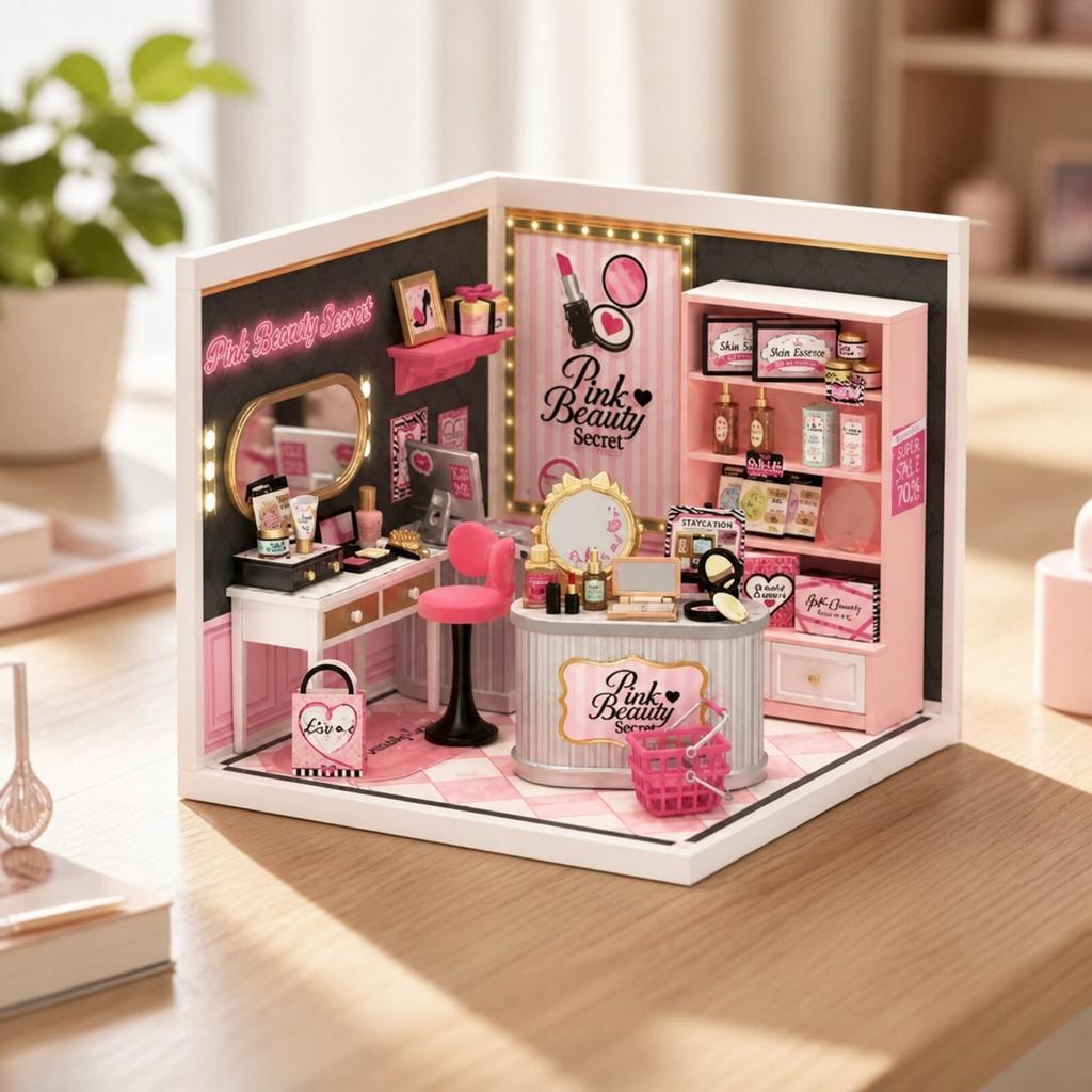 Display-Friendly Miniature Shop Diorama Detailed with Dust Protection