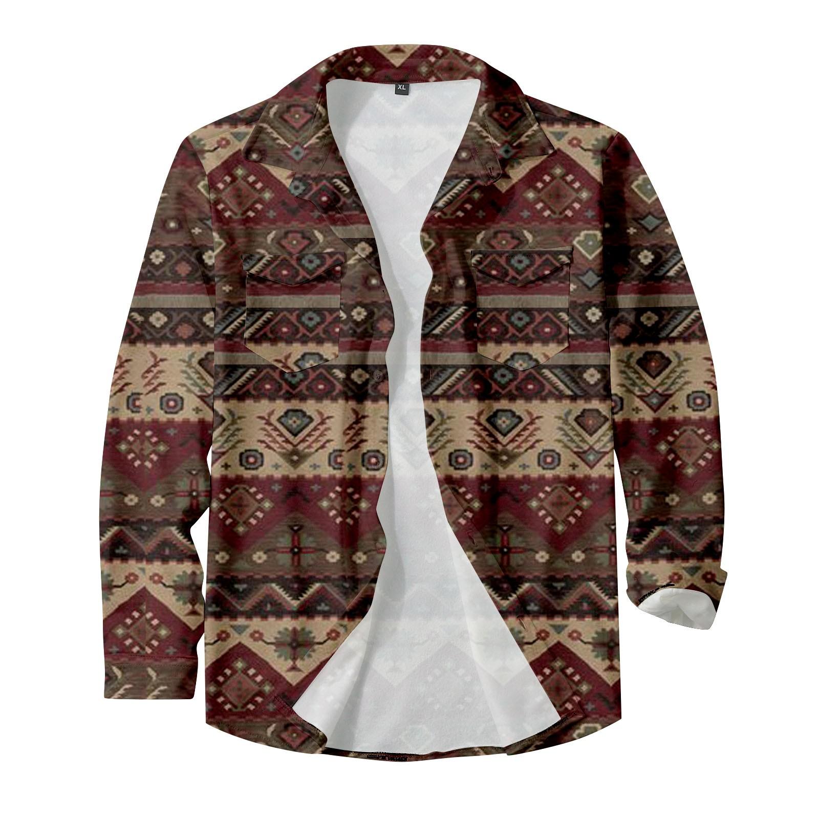 

Мужская модная повседневная куртка-кардиган с пуговицами и лацканами с длинными рукавами и принтом XL кофейный