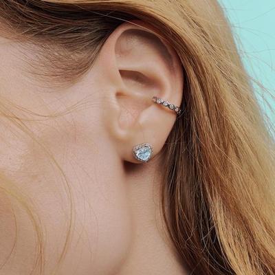 [Puremond] Simulant Diamond Halo Blue Heart Earrings OTS122802DWL