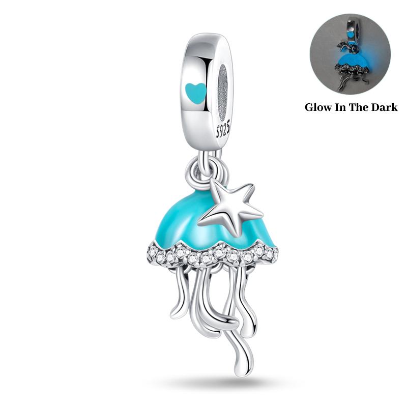 Ocean Series Copper Luminous Shell Pearl Fishtail Tortoise Charms Beads Fit 3Mm Original Bracelets Fine Diy Jewelry