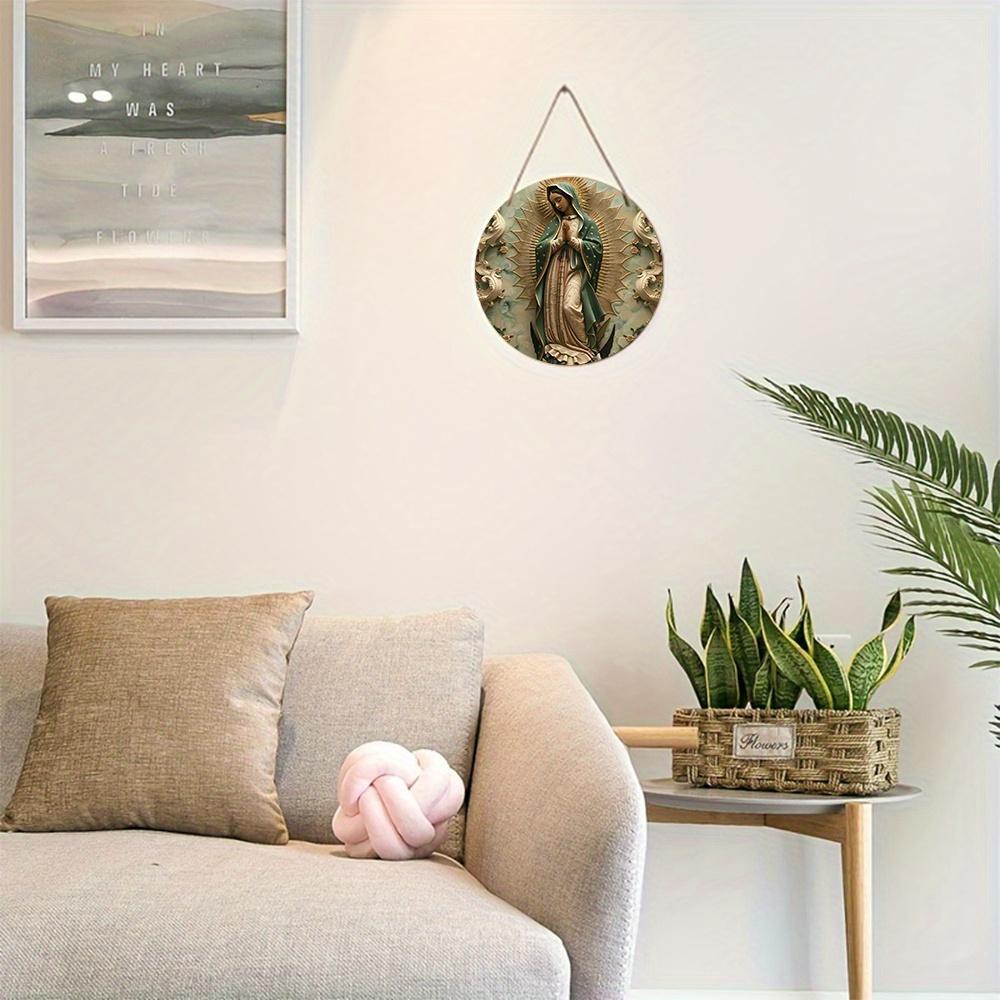 5pcs Vintage Our Lady of Guadalupe Wooden Wall Hanging - Full Body Statue Design, Perfect for Home & Festival Decor