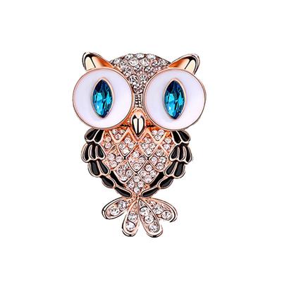 Blue Eyes Cute Owl Brooches For Women Vintage Metal Inlaid Rhinestone Animal Temperament Brooch Pins Jewelry Party Wedding Gifts