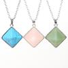 Tiktok Live Natural Crystal Gemstone Rhombus Hemming Jade Pyramid Pendant Necklace N633
