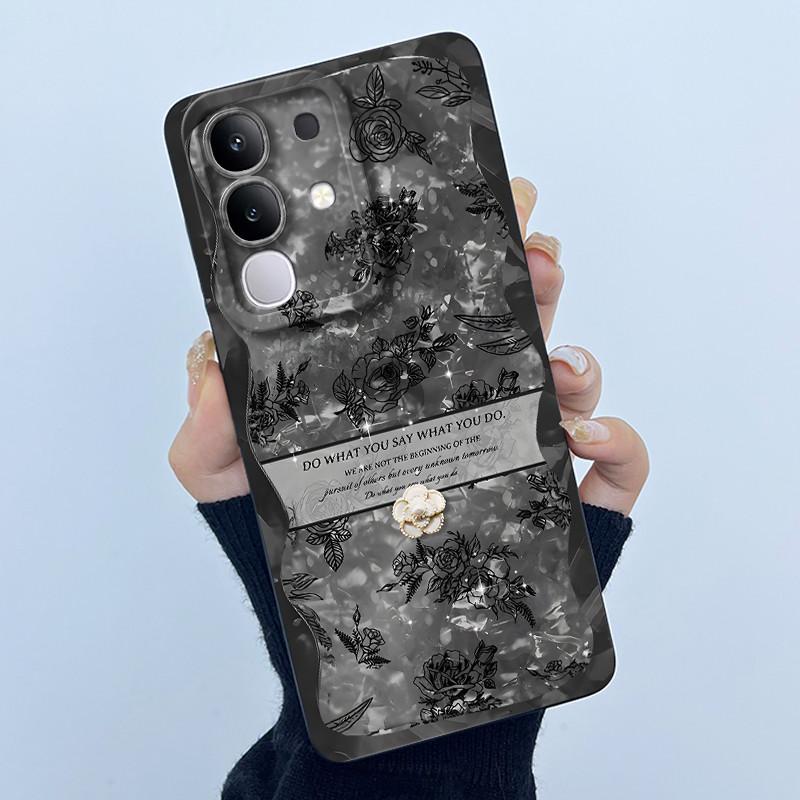 For Vivo Y29 4G Phone Case Fashion Simplicity Oil Painting Flower Soft Liquid Silicone Shell Back Cover For Vivo Y 29 4G Fundas