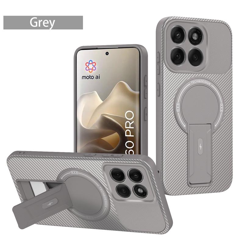 Carbon Fiber Pattern Armor Case For Motorola Moto Edge 60 Pro Fusion Cover Magnetic Wireless Chraging Fold Stand Shell Fundas