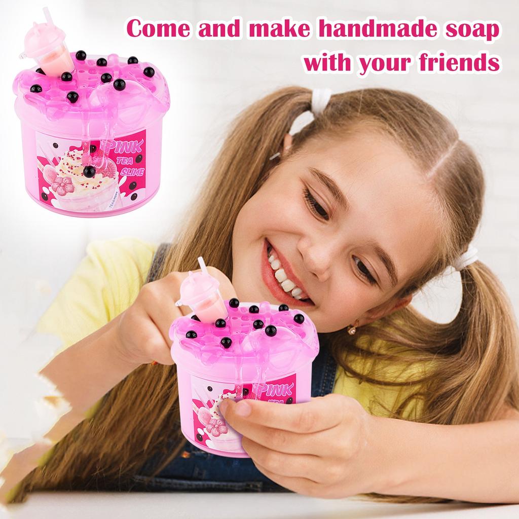 Crystal Mud Does Not Stick To Your Hands Pearl Milk Tea Slime Bubble Glue Children's Toy Set Decompression Color Mud