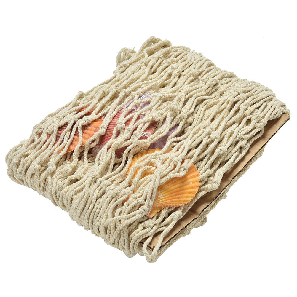 

Рыбная сетка Украшение Морская декоративная рыбная сеть Морские ракушки Приморская стена бежевый