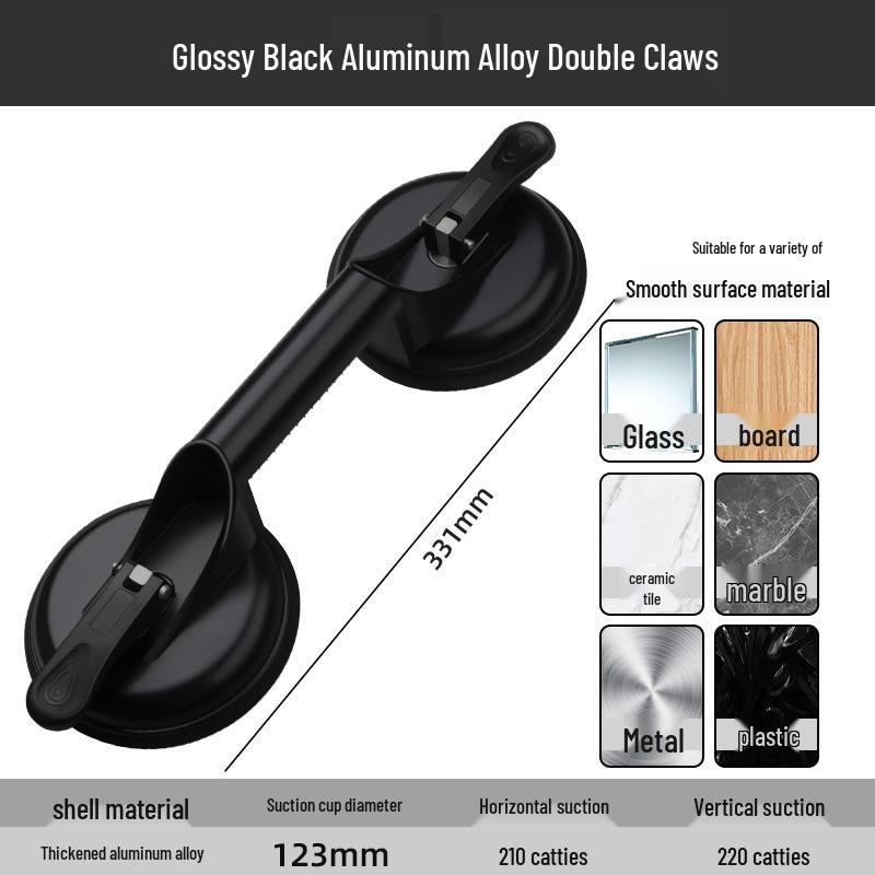 Ceiling Suction Cup & Aluminum Buckle Plate Removal Tool for Glass and Tile Installation. Dark Night Black Heavy Double-Claw Suction Cup 1pc