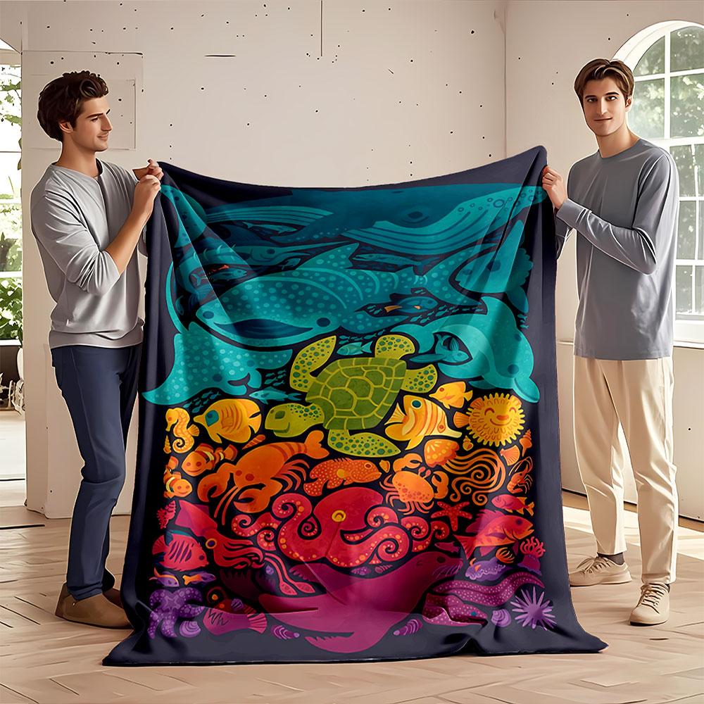 Ocean Creatures Blanket for all seasons blanket lunch break throw gift