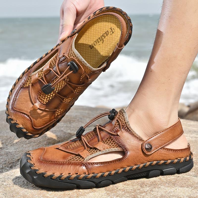 Sandale de vară pentru bărbați Sandale cu plasă de exterior Saboți moi Sandale pentru bărbați Papuci de casă Sandale handmade Sandale romane de exterior
