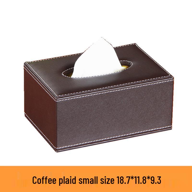 Eco-friendly Black Plaid Leather Tissue Box for Home and Hotel