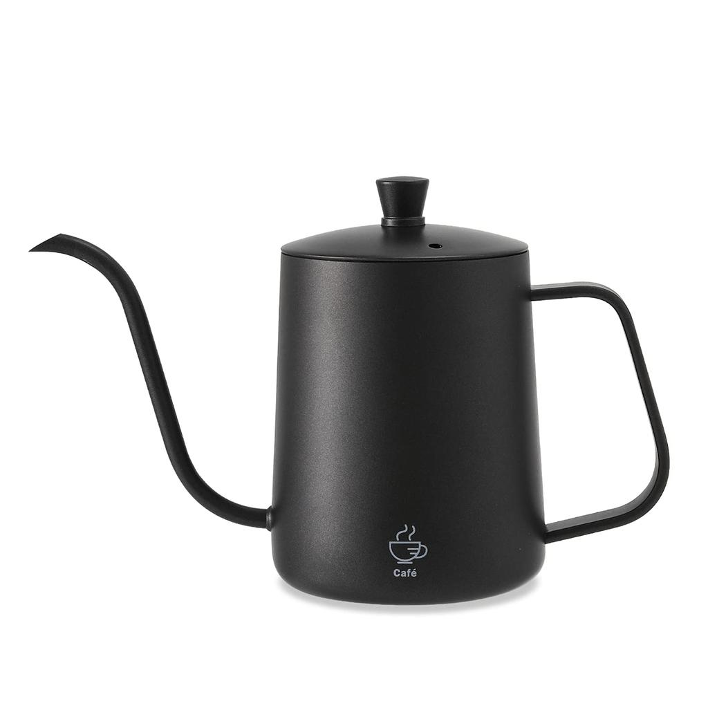 VKCHEF Coffee Pot, Coffee Drip Pot, Drip Kettle, Narrow Spout, Mini 600ml, Stainless Steel, Camping Kettle, Black, Espresso Pot, Tea, Coffee Kettle