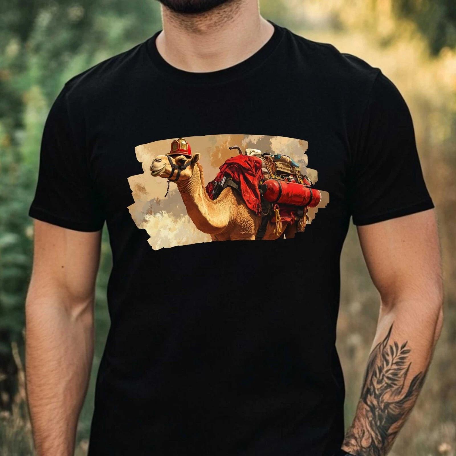 T-Shirt Herren Kamel als Feuerwehrmann Motiv Baumwolle Größe XS bis 5XL XS