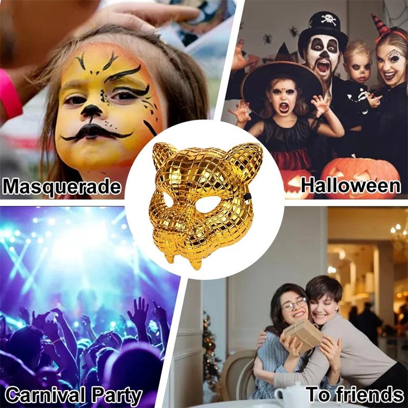 Tierische Goldene Plastik-Leoparden-Gesichtsmaske mit Verstellbaren Elastischen Bändern Halloween Kostüm Cosplay Maske Kostüm Zubehör