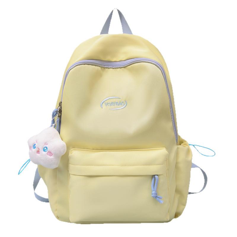 Nylon Girls Backpack With Letter Print Design And Splicing Elements For Casual Travel And School Use