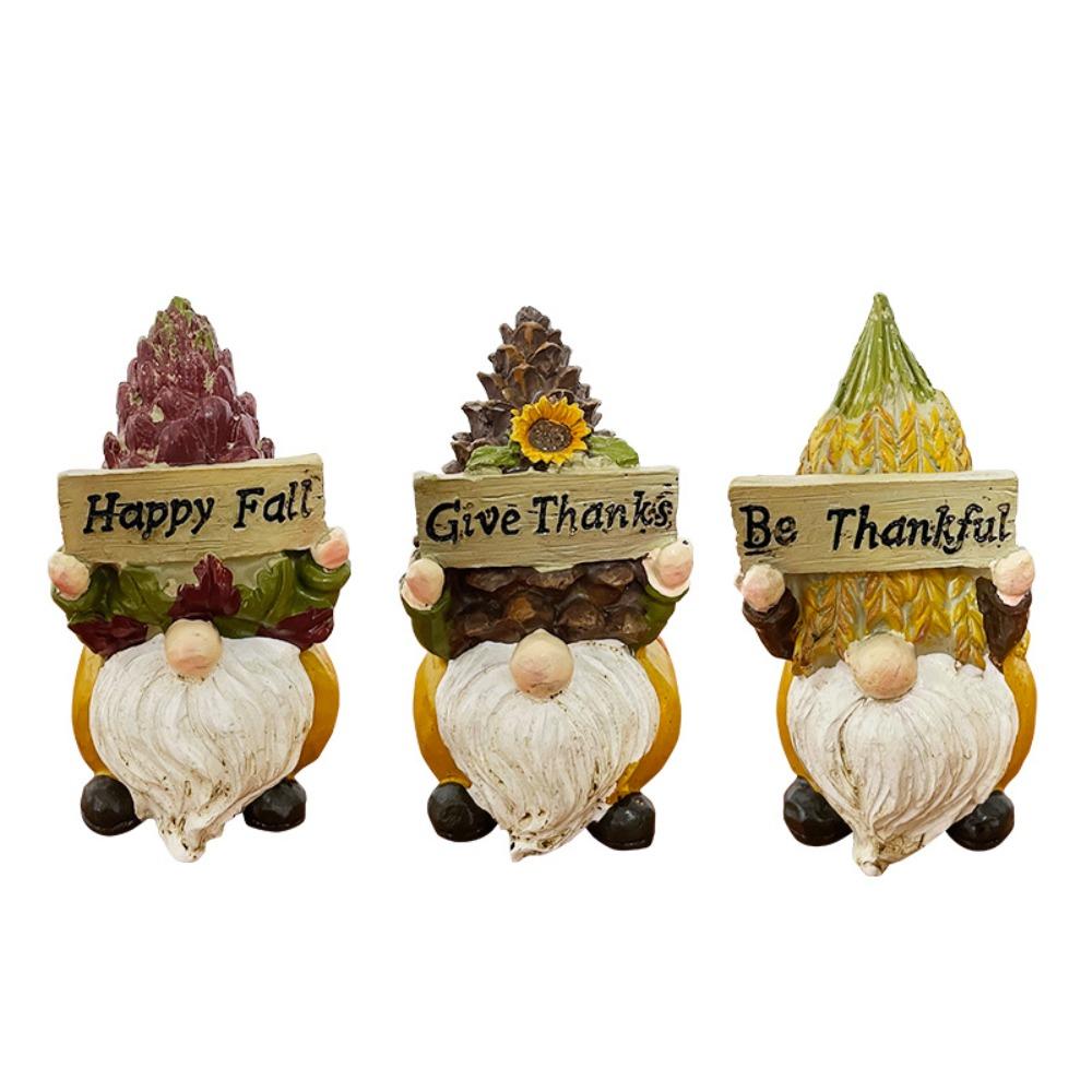 

3pcs Resin Garden Elf Statues Cartoon Gnome Figurines Funny Dwarf Sculptures Balcony 3 Pcs
