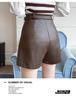 Women's Black PU Leather High-Waist Wide-Leg Shorts - New Autumn/Winter 2024 Casual Slimming Design