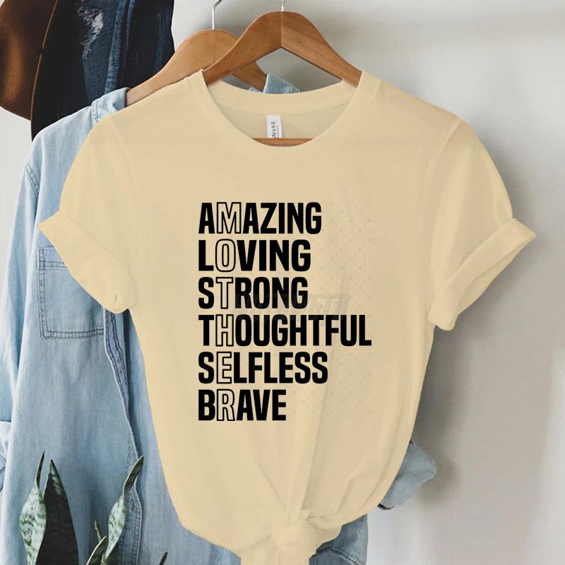 Mother Inspirational Quote Graphic T Shirts Gift for Mom Short Sleeve Tee Mom Life Tee Shirt Letter Print Mother’s Day T-shirts