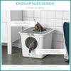 Cat Litter Box, 2-Way Cat Litter Box, incl. Litter Scoop, White + Grey