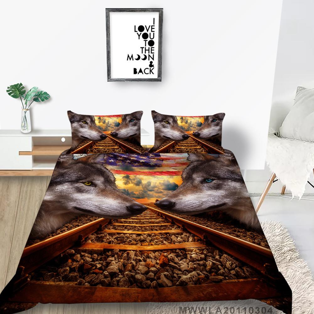 2023 New Style Comforter Cover Set 3D Wolf Printing Duvet Cover Animals Polyester Home Textiles Boys Girls Single Size Pillowcase