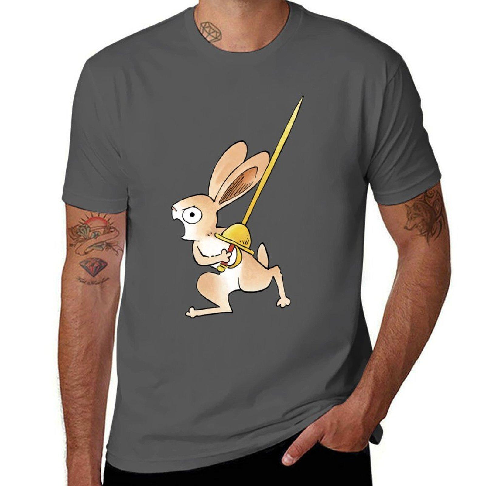 

Medieval Rabbit & Rapier T-Shirt t shirts with prints graphic t shirts for man t shirt men 100% cotton luxury brand T-Shirt 4XL
