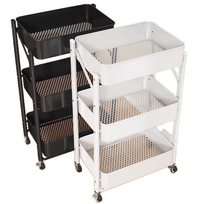 Folding Movable Storage Trolley Rack for Living Room and Snacks