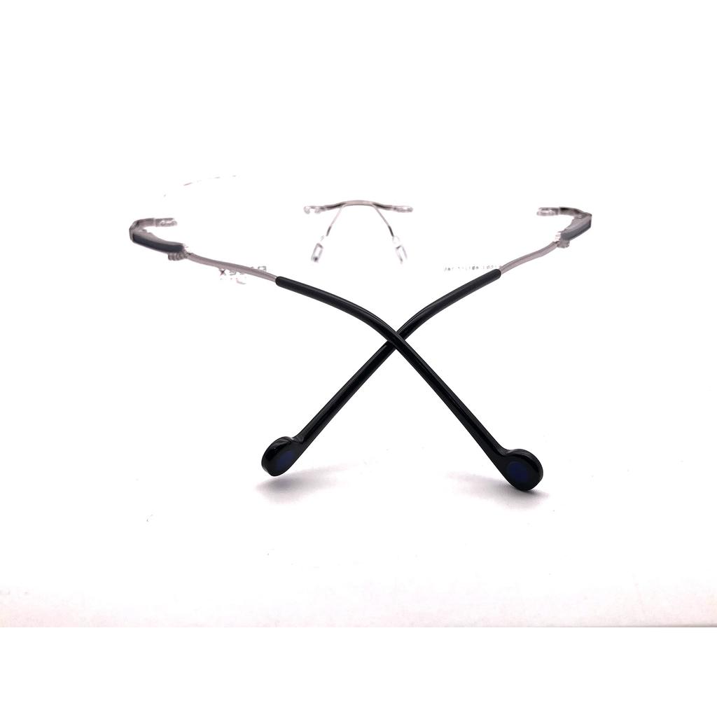 RSINC Randlose Fassung/Brille/Brille, Lederstich Optisch, Für Männer und Frauen, Silber-Blau PA1593(IB-03) M1 4M-212L-XVLP