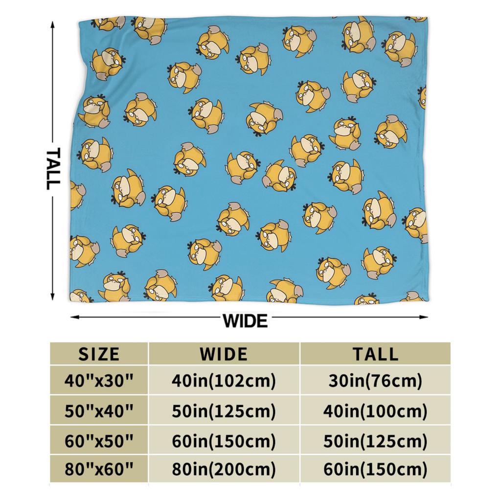 Psyduck Manga Flannel Blanket  Soft Warm Throw Blanket for Couch Bed Travel Office Novelty Bedspread Sofa Bed Cover