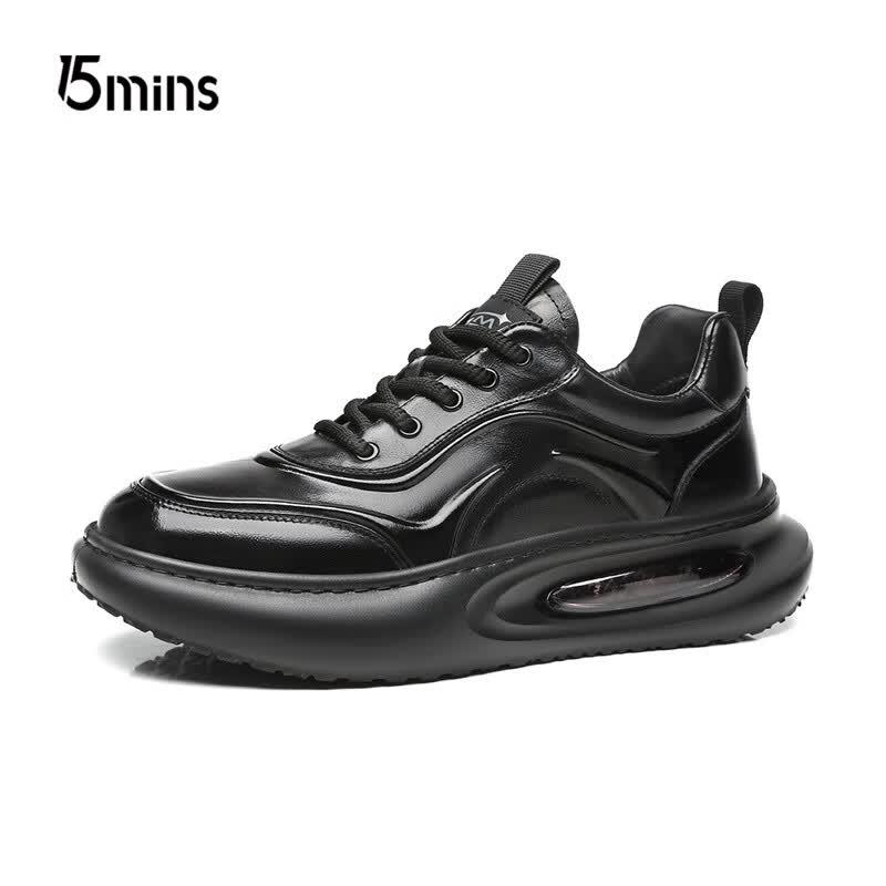15MINS Men s Top-Grain Leather Casual Dad Sneakers E2118 EU 42