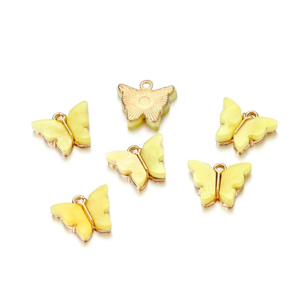 10pcs/lot Colorful Resin Butterfly Charms Pendant Enamel Metal Small Charms Necklace Bracelet For DIY Jewelry Making Accessories