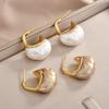 European Vintage Irregular Pearl Geometric Stud Earrings Light Luxury Chunky Two-Tone Earrings for Women