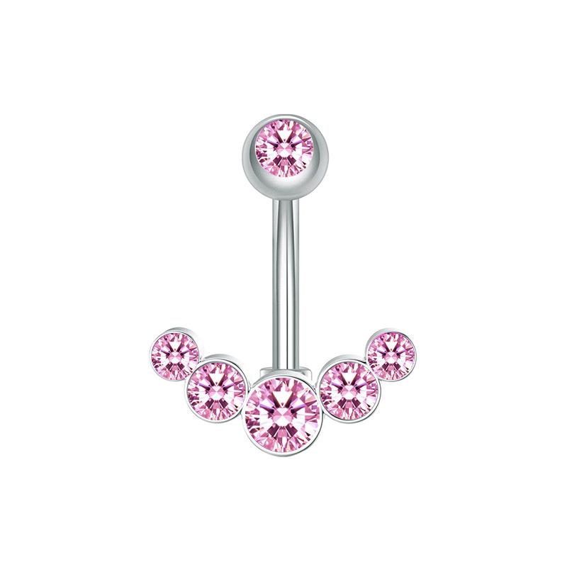 

Нержавеющая сталь, инкрустированное бриллиантовым кольцом для пупка, 5 бриллиантовых ногтей для пупка, перевернутая пряжка для пупка, ювелирные изделия