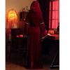 Halloween Costume Vintage European Medieval Gothic Dark Red Court Gown Stage Performance Dress Women