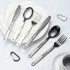 Black/Silver Camping Cutlery Set Stainless Steel Spoon Fork Set Flatware Set  Outdoor