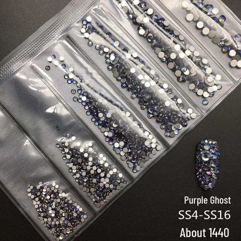 6-Grid Flat-Back Nail Art Rhinestone Set (1440pcs) - Mixed AB & Clear Glass Rhinestones Nail Decorations