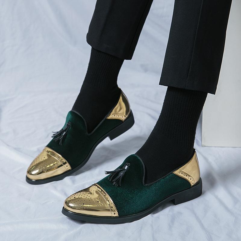 

Мужская обувь Британские туфли с бахромой мужские замшевые мужские туфли-бини ретро деловые лоферы универсальная повседневная обувь 47 зелёный