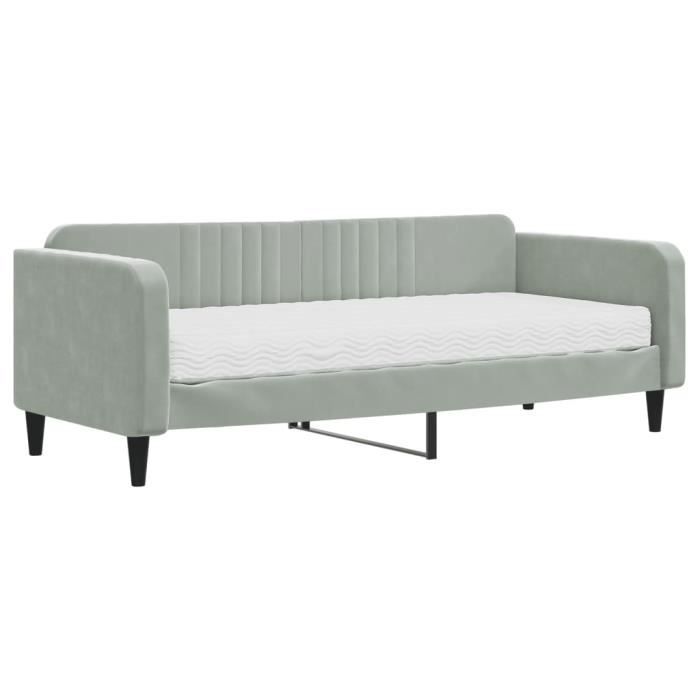VidaXL Daybed with Mattress Light Grey 90x200 Cm Velvet 3197039