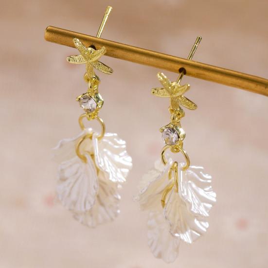1 Paio Orecchini Pendenti da Donna Stile Francese Decorazione Stella Marina Conchiglia Petalo Charms Orecchini a Bottone Orecchini per Vacanze Estive Gioielli Regalo