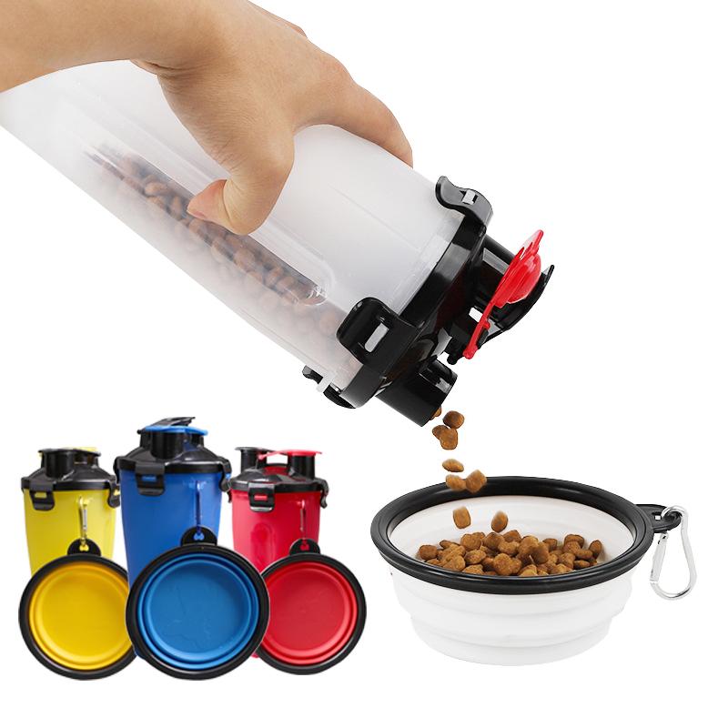 

Многофункциональная кормушка для домашних животных 2 в 1, бутылка для воды для собак, складная миска для собак, дорожная уличная еда, питьевой фонтанчик для воды для собак и кошек