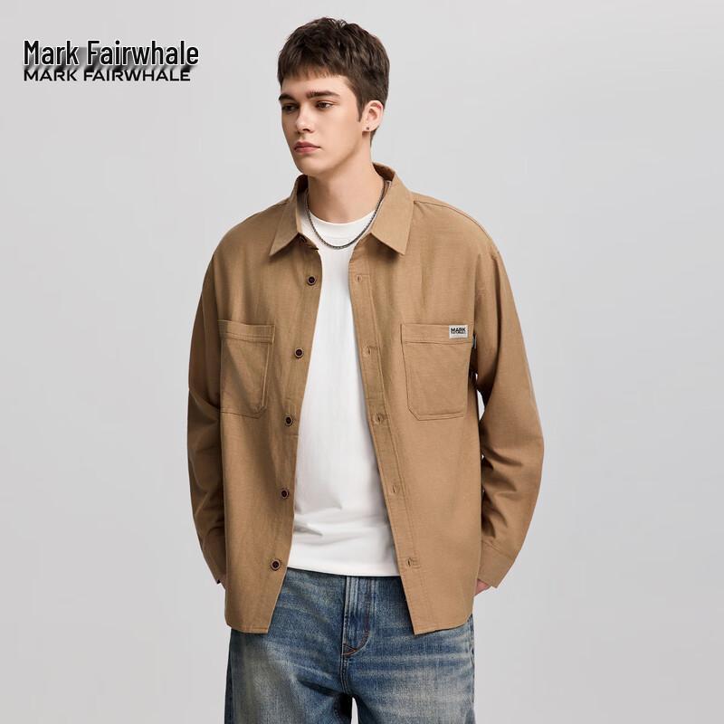 Mark Fairwhale Men s American Retro Cotton Linen Long-Sleeve Shirt 4XL