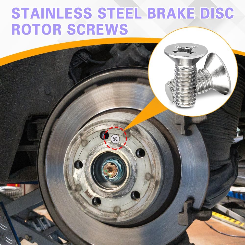 8PCS Stainless Steel Brake Disc Rotor Screw, Brake Disc Bolt, Disc Rotor Hardware Fastener for Honda Kia Mazda, Brake Rotor Retaining Screw for Front