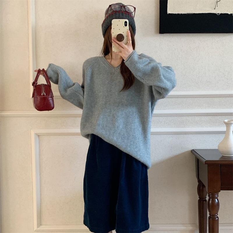 Soft Waxy Temperament Pullover Sweater Women Wear Autumn and Winter New Lazy Style Gentle Collar Long-sleeved Knitted Sweater Top Women